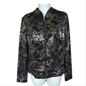 Joseph Ribkoff Artsy Geometric Sequined Ruched ‎ Jacket